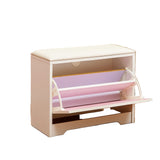 2-Tier Flip Drawer Shoe Cabinet with Cushioned Seat – Wooden Design
