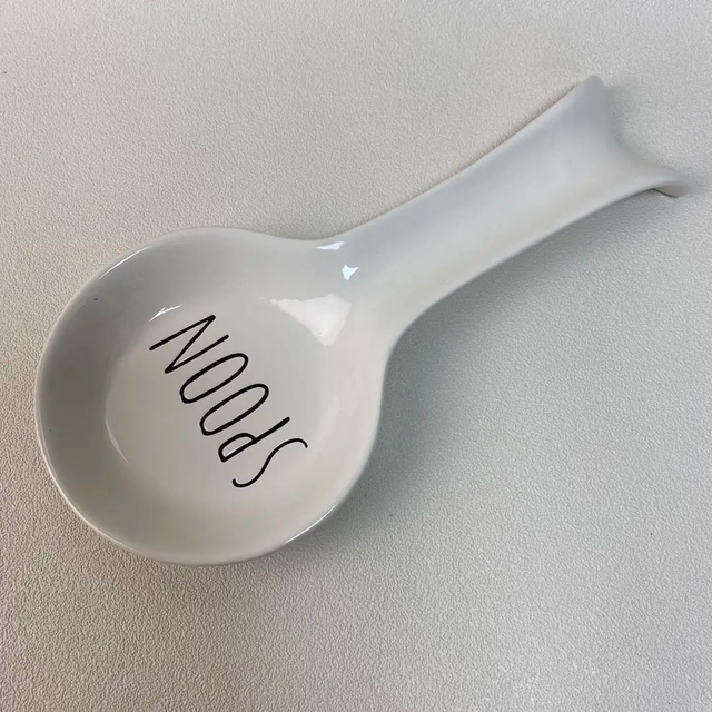 Elegant White Ceramic Spoon Rest- Furaha Finds Kenya