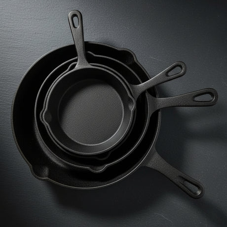 Cast Iron Skillet Set 4pc Heavy Gauge For Home And Outdoors Kitchen & Dining