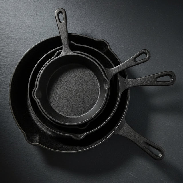 Cast Iron Skillet Set 4pc Heavy Gauge For Home And Outdoors Kitchen & Dining