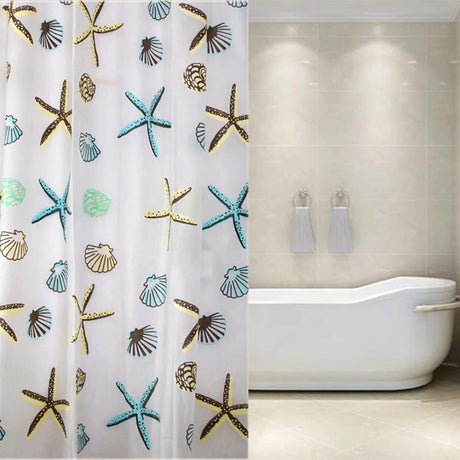 Shower Curtains with Hooks 180x200cm Waterproof PEVA Bathroom Curtain