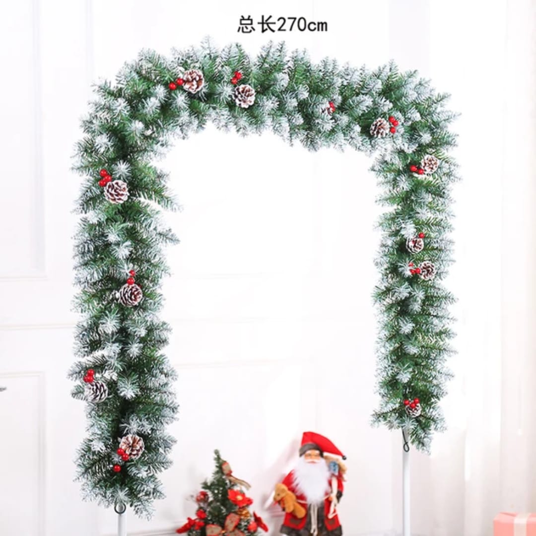 2.7M Green Plain Undecorated Christmas Garland – Flexible Pine Needle Garland