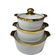 3pcs White Ceramic Casserole and Serving Dish Set 1000ml, 2000ml, 3000ml Casserole Dishes