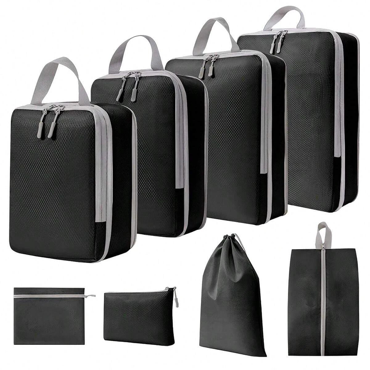 8pcs Compressible Travel Packing Cubes Waterproof Luggage Organizer Set Packing Organizers