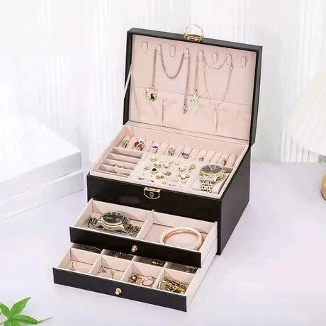 3-Layer Leather Jewelry Storage Box Jewelry box Jewelry Boxes