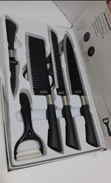 6pcs Zepter Knife Gift Pack Set – Black Non-Stick Blades with Corrugated Wavy Pattern