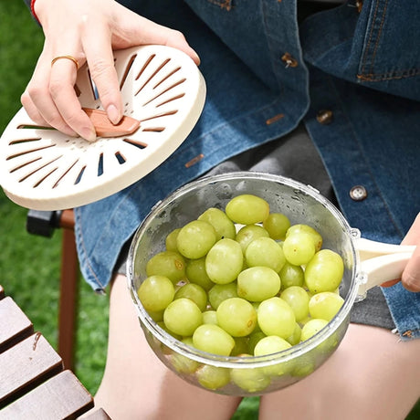 Multi-Functional Food Storage and Drainer Container with Foldable Handle and Drain Switch.- Furaha Finds Kenya
