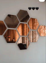 Hexagon Wall Mirror Decor Set of 3pcs for Living Room and Corridors