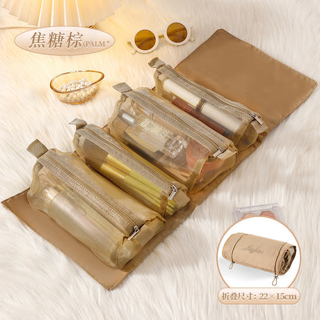 4-in-1 Cosmetic Bag Set with Zipper Closure – Detachable Nylon Mesh Makeup Organizer