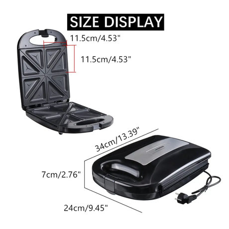 Rashnik RN 1711 Sandwich Maker 4 Slice, Nonstick Plates, Cool Touch Handle.