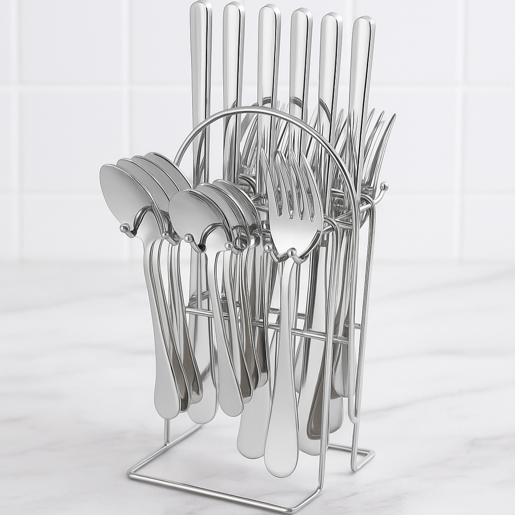 24 Piece Cutlery Set with Stand- Furaha Finds Kenya
