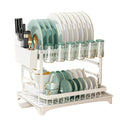 2-Layer Carbon Coated Dish Rack with 360° Swivel Spout – White Dish Racks