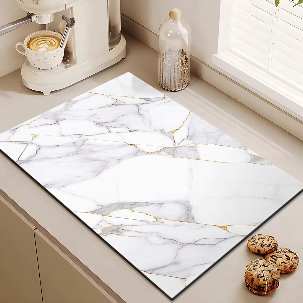 Marble Antiskid Kitchen Drain Mat – Quick-Dry Absorbent Pad for Tableware, Coffee Stations & Bathroom Use- Furaha Finds Kenya
