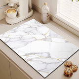 Marble Antiskid Kitchen Drain Mat – Quick-Dry Absorbent Pad for Tableware, Coffee Stations & Bathroom Use- Furaha Finds Kenya