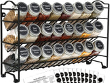 24pcs Spice Jars with Organizing Rack – 3 Tier, Wall-Mountable