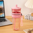 Large Capacity Straw Water Bottle with Rope Strap Straw cups Water Bottles