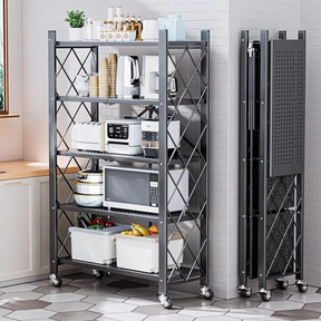 Foldable Black Carbon Steel Kitchen Rack Kitchen Rack Kitchen Utensil Racks