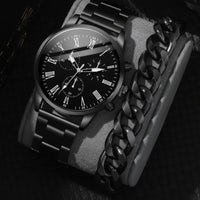 Men's 2 in 1 Geneva Watch & Bracelet Gift Set Jewelry Sets