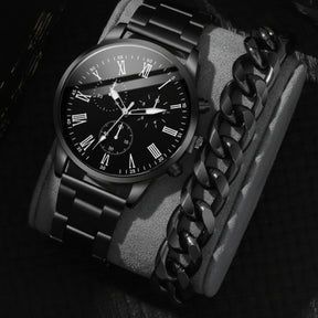Men's 2 in 1 Geneva Watch & Bracelet Gift Set Jewelry Sets