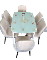 6-Seater Extended Glass Dining Table with Cushioned Chairs – Modern Rectangular Set- Furaha Finds Kenya