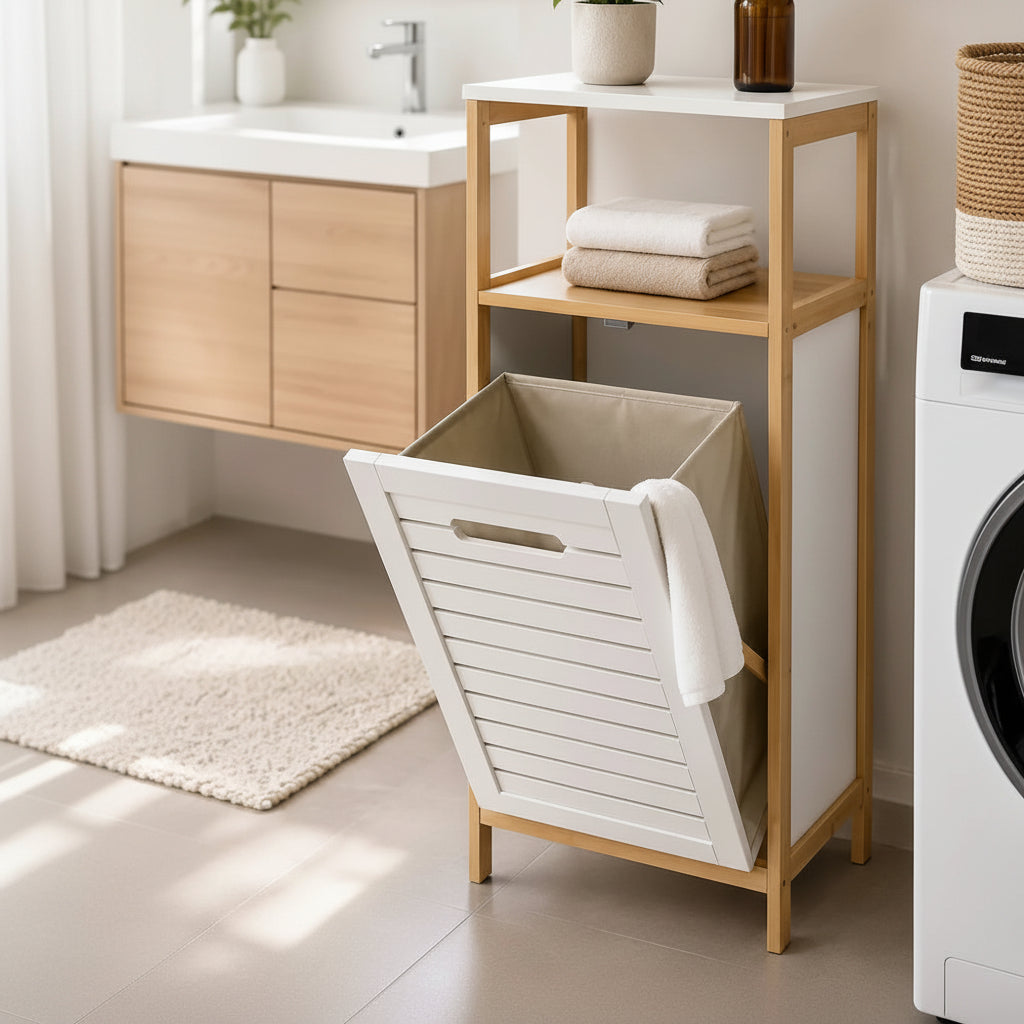 Bamboo Laundry Storage Cabinet Laundry storage cabinet Storage Cabinets
