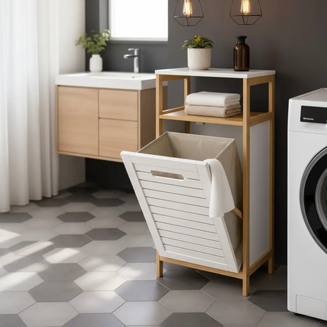Bamboo Laundry Storage Cabinet Laundry storage cabinet Storage Cabinets