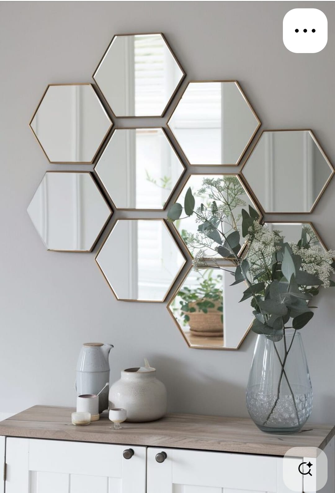 Hexagon Wall Mirror Decor Set of 3pcs for Living Room and Corridors