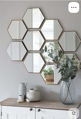 Hexagon Wall Mirror Decor Set of 3pcs for Living Room and Corridors