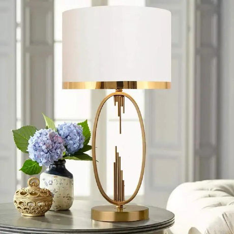 Gold Accent Luxury Table Lamp Fabric Shade Home & Garden Table Lamps