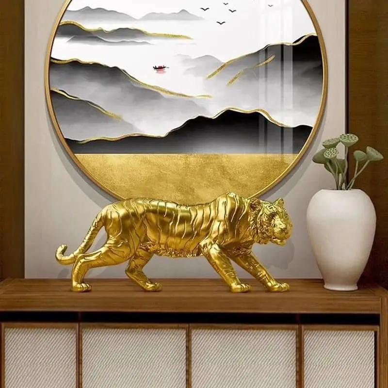 Gold Resin Tiger Statue Statue Sculptures & Statues