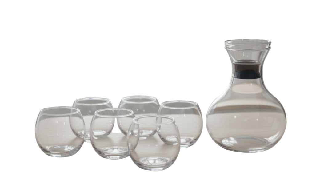 Round Glass Lemon Decanter with 6pcs Glass Set – 800ml