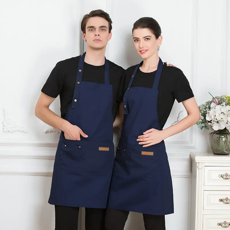 Unisex Apron with Pockets Adjustable Neck Strap, Durable Polyester for Kitchen, Cafe & Salon Use.- Furaha Finds Kenya
