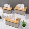 Nordic Minimalist Tissue Box with Bamboo Lid Transparent Serviette Holder Table accessories
