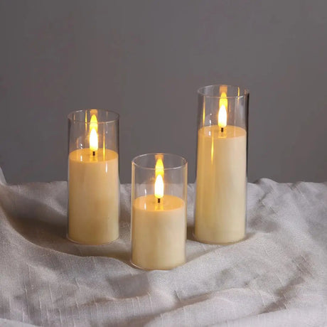 3pcs LED Glass Candle Set with Remote Flameless candle Flameless Candles