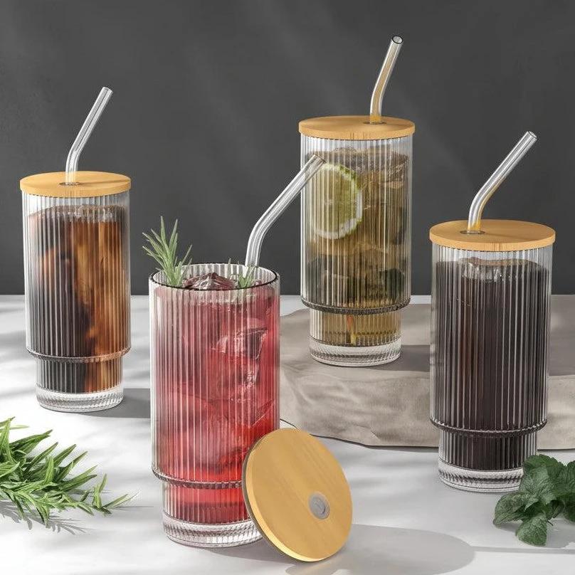 Glass Smoothie Cups Set 9pcs Tumblers