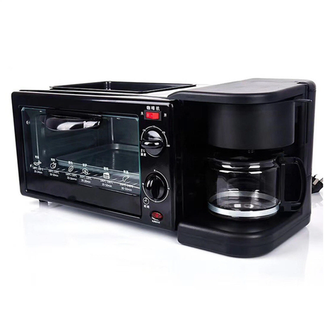 Nunix BE-12 3-in-1 Breakfast Maker 12L Oven, Coffee Maker & Nonstick Frying Pan Combo
