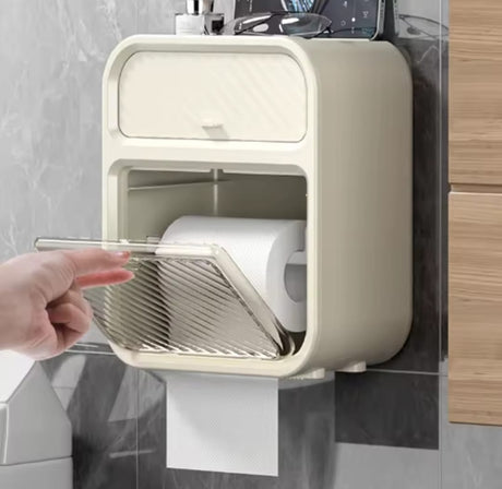 Space-Saving Wall Mounted Tissue Box Holder with Storage Shelves – Drill Free Design