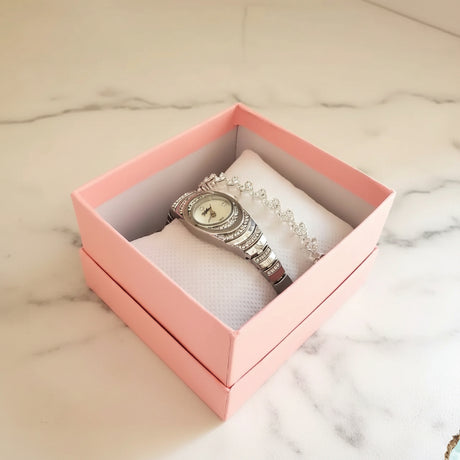 2 in 1 Elegant Ladies Watch + Bracelet Set Jewelry Sets