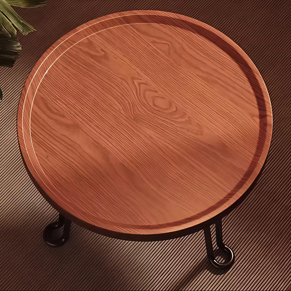 Mid-Century Metal & Wood Side Table 50×50×46cm with Hairpin Legs