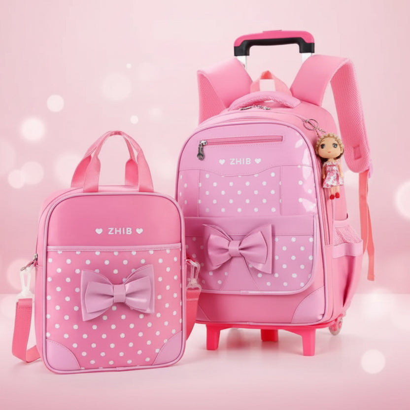 2 in 1 Kids Trolley School Backpack Set Trolley backpack Backpacks