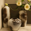 Rustic Brown Textured Ceramic Vase Set 3 Piece Earthy Elegance Home & Garden Vases