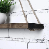 3 Tier Wooden Floating Shelf with Hanging Jute Rope Organizer Rack