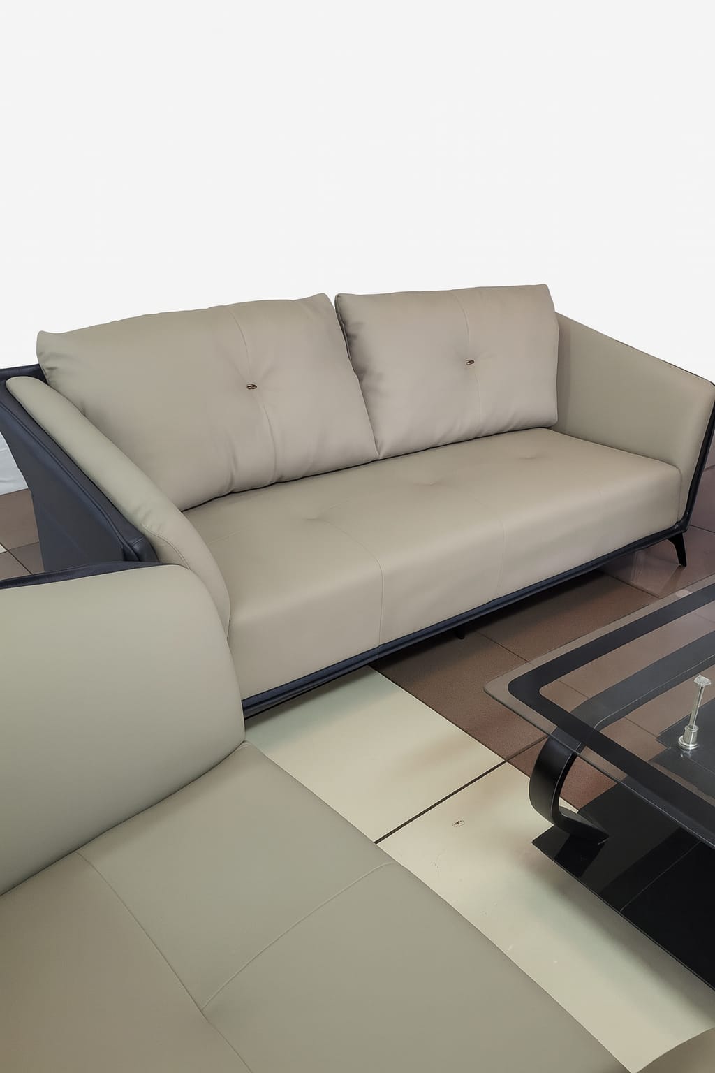 3 Seater and 2 Armchairs Modern Fabric and Leather Sofa Set