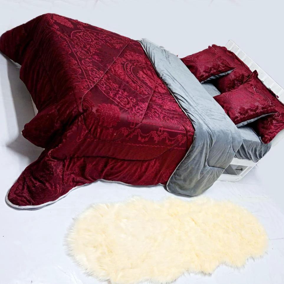Luxury Silk Velvet Fleece Duvet Set 6x6 with Bedsheet and Pillowcases Bedding