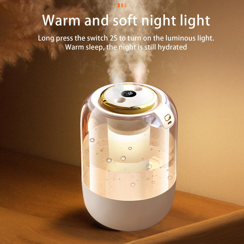 2.2L Flame-Effect Humidifier with Aromatherapy – Dual Mist Outlets & 3 Mist Modes