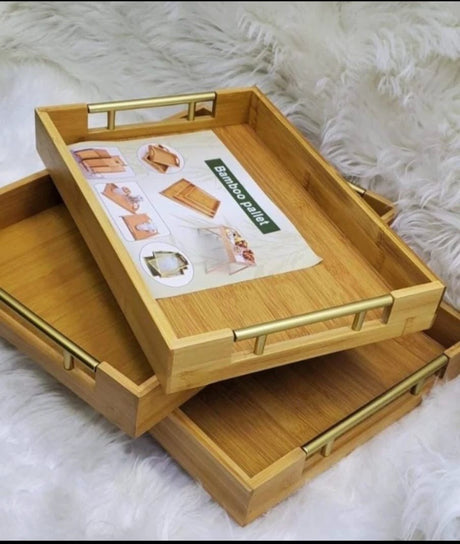 Set of 3 Bamboo Serving Trays Durable and Eco-Friendly Decorative trays Decorative Trays