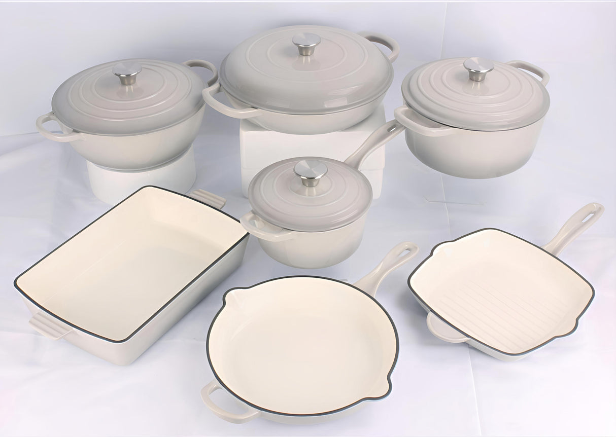 Original Heavy Duty Enamel Cast Iron 11pcs Cookware Set S JADE