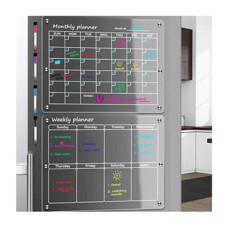 2pcs Magnetic Monthly and Weekly Fridge Planner Set – Acrylic 40 × 30 cm