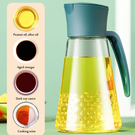 Automatic Oil & Vinegar Dispenser 630ml Lead Free Glass with PP Lid- Furaha Finds Kenya