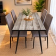 Wood-Print Glass Top Dining Table With 4 Seats Dining Table Dining Tables